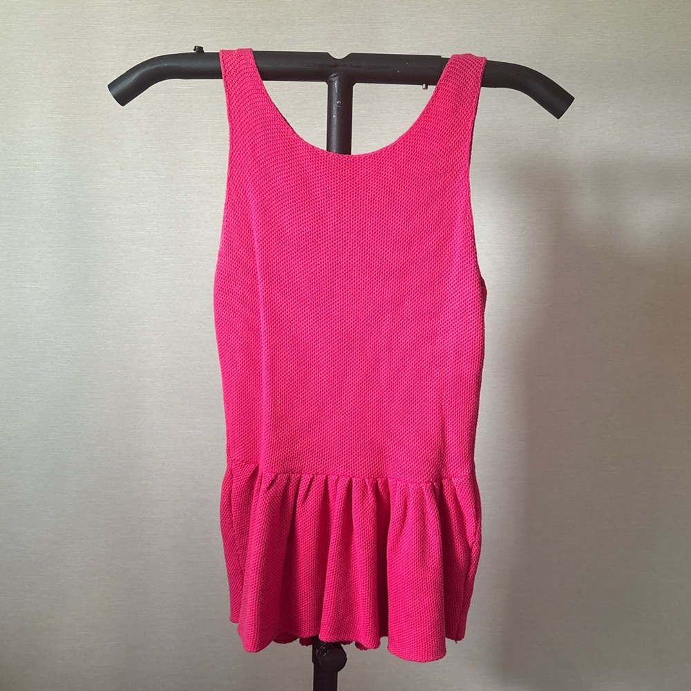 Fresh Pink Peplum Tank Top Sleeveless